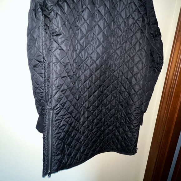 Zella Quilted Longline Black Jacket Coat Side zippers, arm pocket, NWT XS, NICE! - Picture 9 of 10
